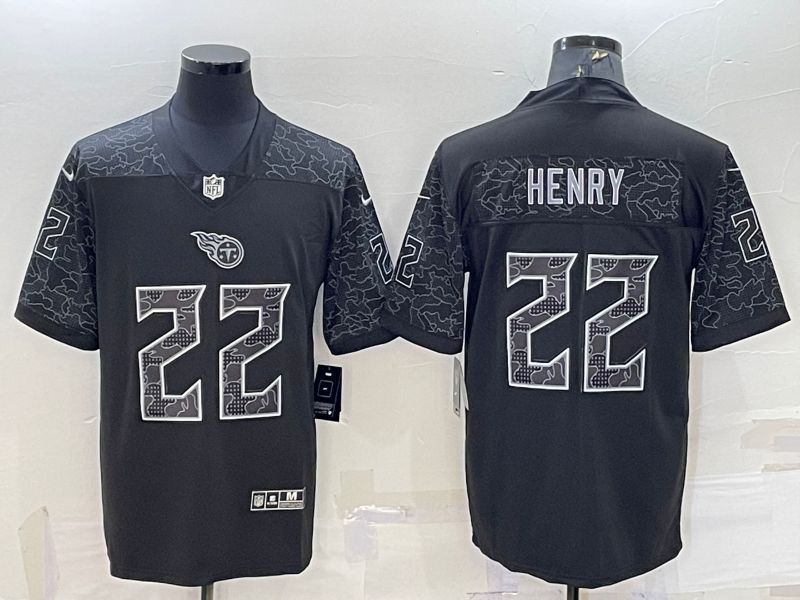 Men Tennessee Titans 22 Henry Black Reflector 2022 Nike Limited NFL Jersey